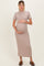 Mocha Ribbed Mock Neck Short Sleeve Maternity Midi Dress