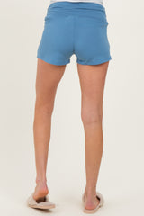 Blue Ruched Side Maternity Lounge Shorts