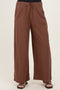 Brown Pinstripe Drawstring Maternity Linen Pants