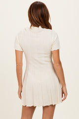 Ivory Wide Rib Knit Short Sleeve Mini Dress