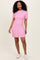 Pink Wide Rib Knit Short Sleeve Mini Dress