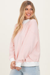 Peach Striped Mock Neck Sweatshirt