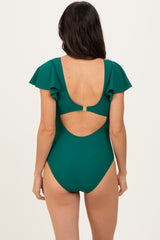 Green Crochet Accent One Piece Swimsuit