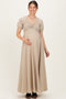 Beige Smocked Gingham Maternity Maxi Dress