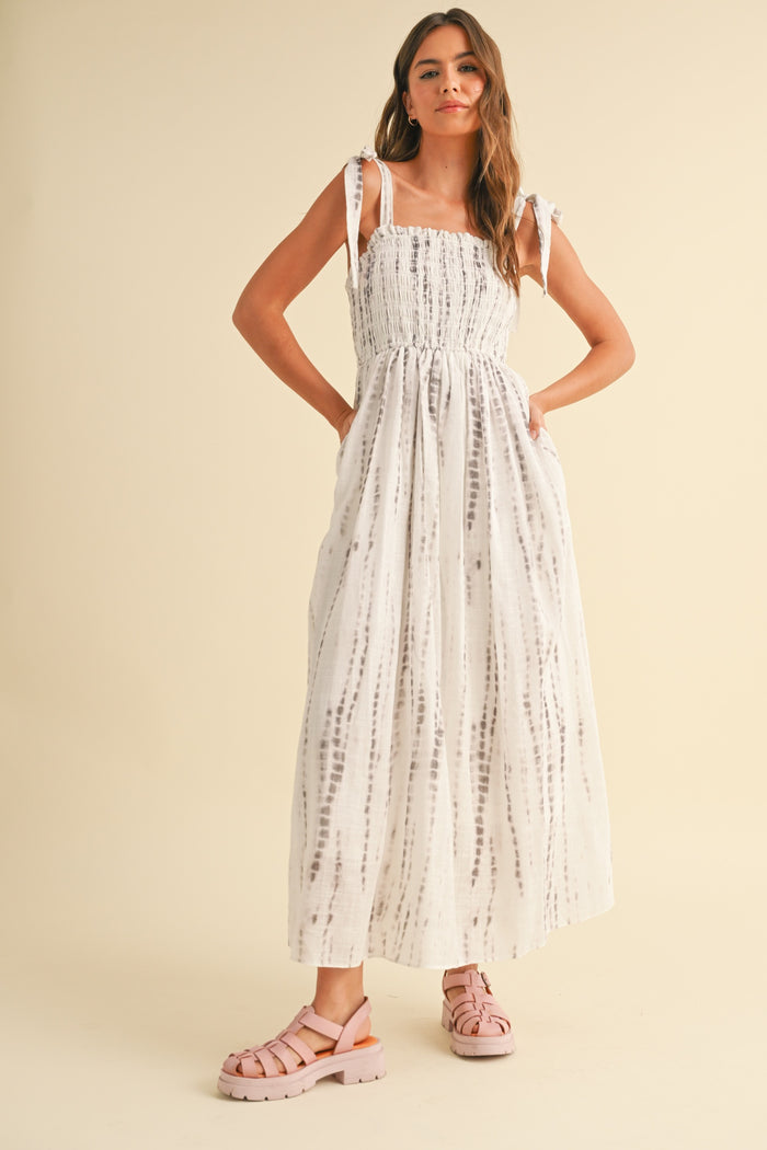 Charcoal Tie Dye Printed Maternity Maxi Dress