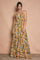 Multicolor Print Halter Cutout Tie Back Maxi Dress