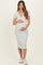Ivory/ Blue Striped Short Sleeve Collared V-Neck Fitted Maternity Midi Dress