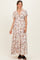 Beige Vintage Floral Short Sleeve V-Neck Tiered Maternity Maxi Dress