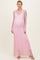 Pink Lace Mock Neck Long Sleeve Maternity Maxi Dress