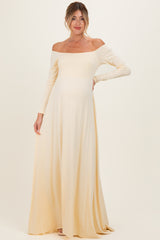 PinkBlush Yellow Off Shoulder Maternity Maxi Dress