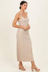 Oatmeal Rib Knit Sleeveless Maxi Dress