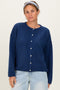 Navy Classic Crew Neck Button Cardigan