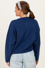Navy Classic Crew Neck Button Cardigan