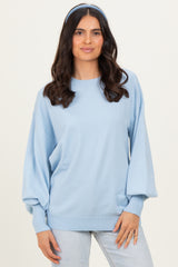 Blue Fine Knit Balloon Sleeve Maternity Sweater
