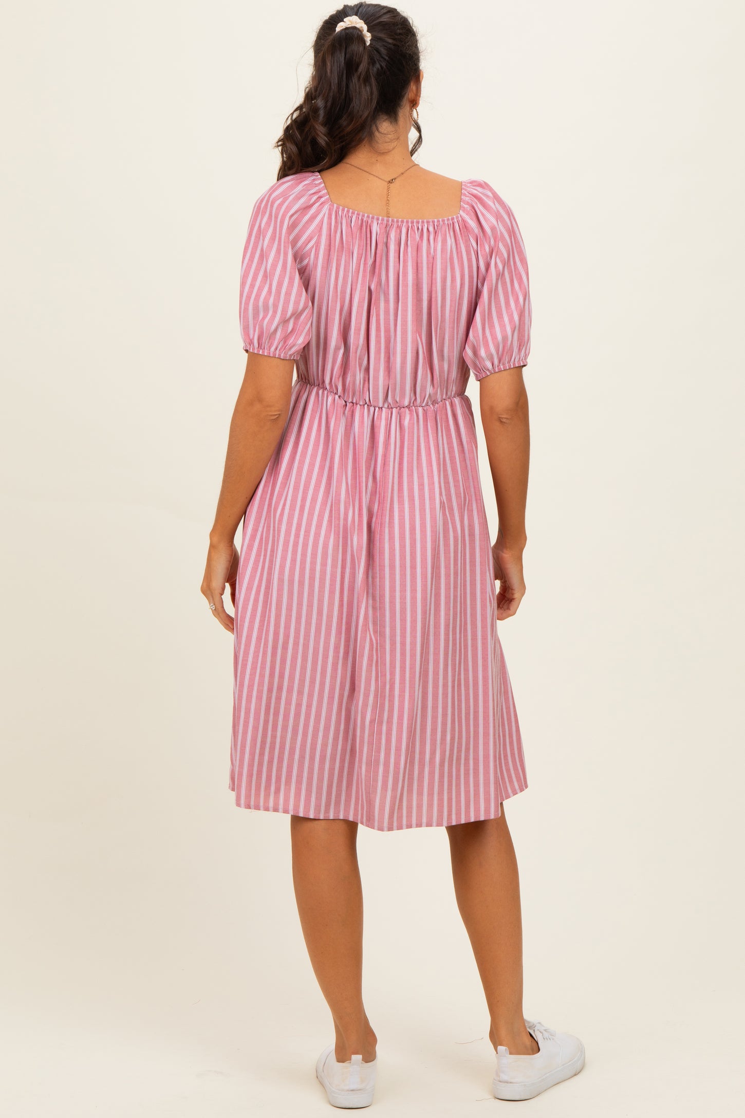 Red Gingham Square Neck Dress