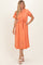 Salmon Button Down Frayed Midi Dress