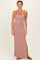 Red Striped Ribbed Sleeveless Side Slit Maxi Dress