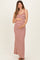 Red Striped Ribbed Sleeveless Side Slit Maternity Maxi Dress