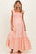 Peach Floral Embroidered Smocked Maternity Maxi Dress