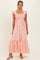 Peach Floral Embroidered Smocked Maxi Dress