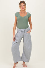 Heather Grey Barrel Leg Drawstring Maternity Sweatpants