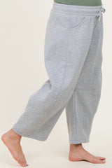 Heather Grey Barrel Leg Drawstring Maternity Sweatpants