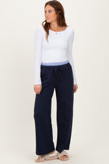 Navy Contrast Waistband Lounge Pants