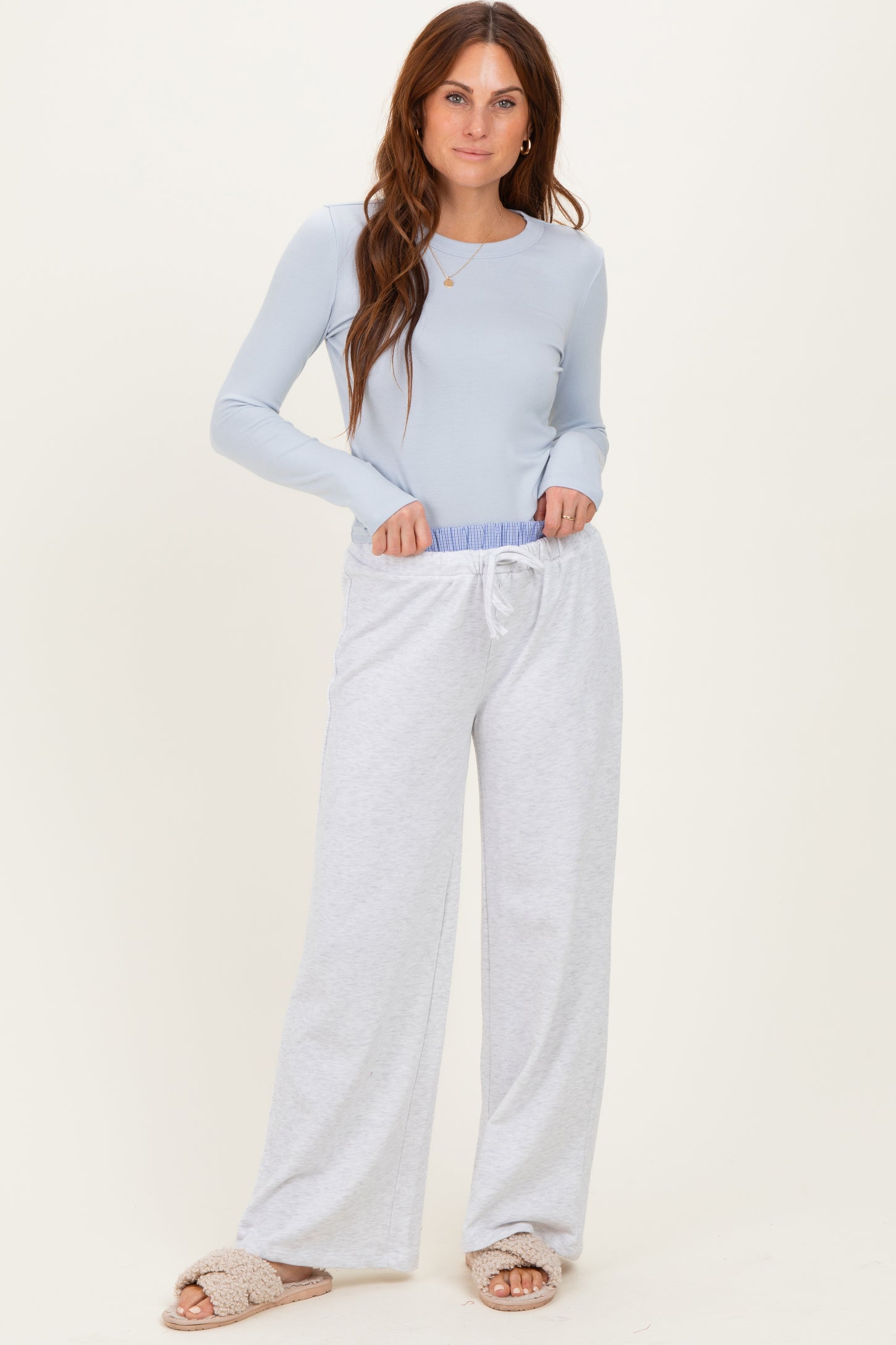 Heather Grey Contrast Waistband Lounge Pants