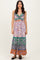 Multicolor Colorblock Floral Twist Front Cutout Maxi Dress