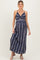 Navy Floral Stripe Twisted Front Maternity Maxi Dress