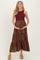 Brown Printed Tiered Maternity Maxi Skirt