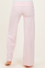 Light Pink Wide Leg Fold Over Maternity Lounge Pants