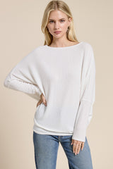 Ivory Ribbed Maternity Dolman Top