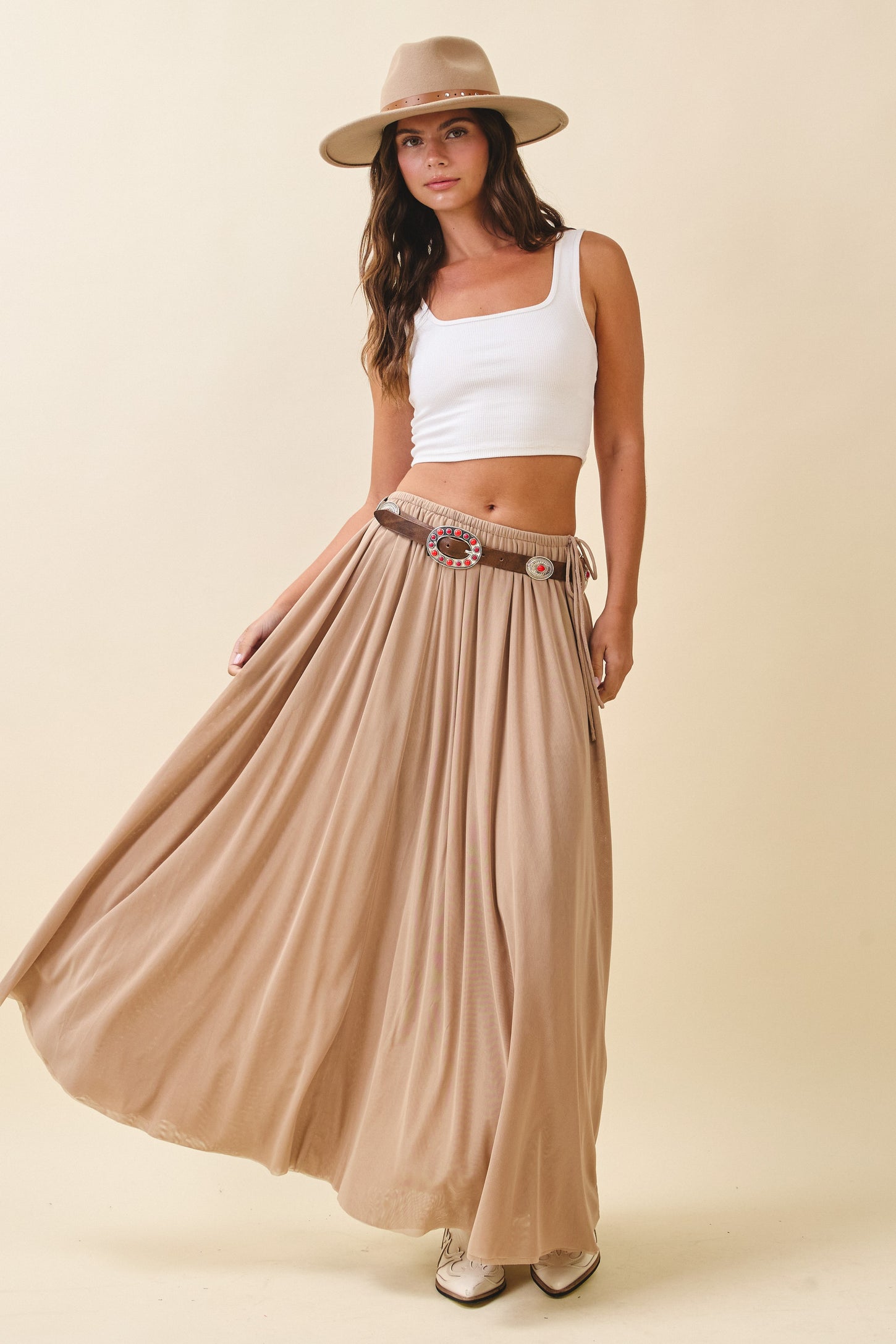 Oatmeal Mesh Maternity Maxi Skirt
