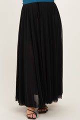 Black Mesh Maternity Maxi Skirt
