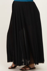 Black Mesh Maternity Maxi Skirt