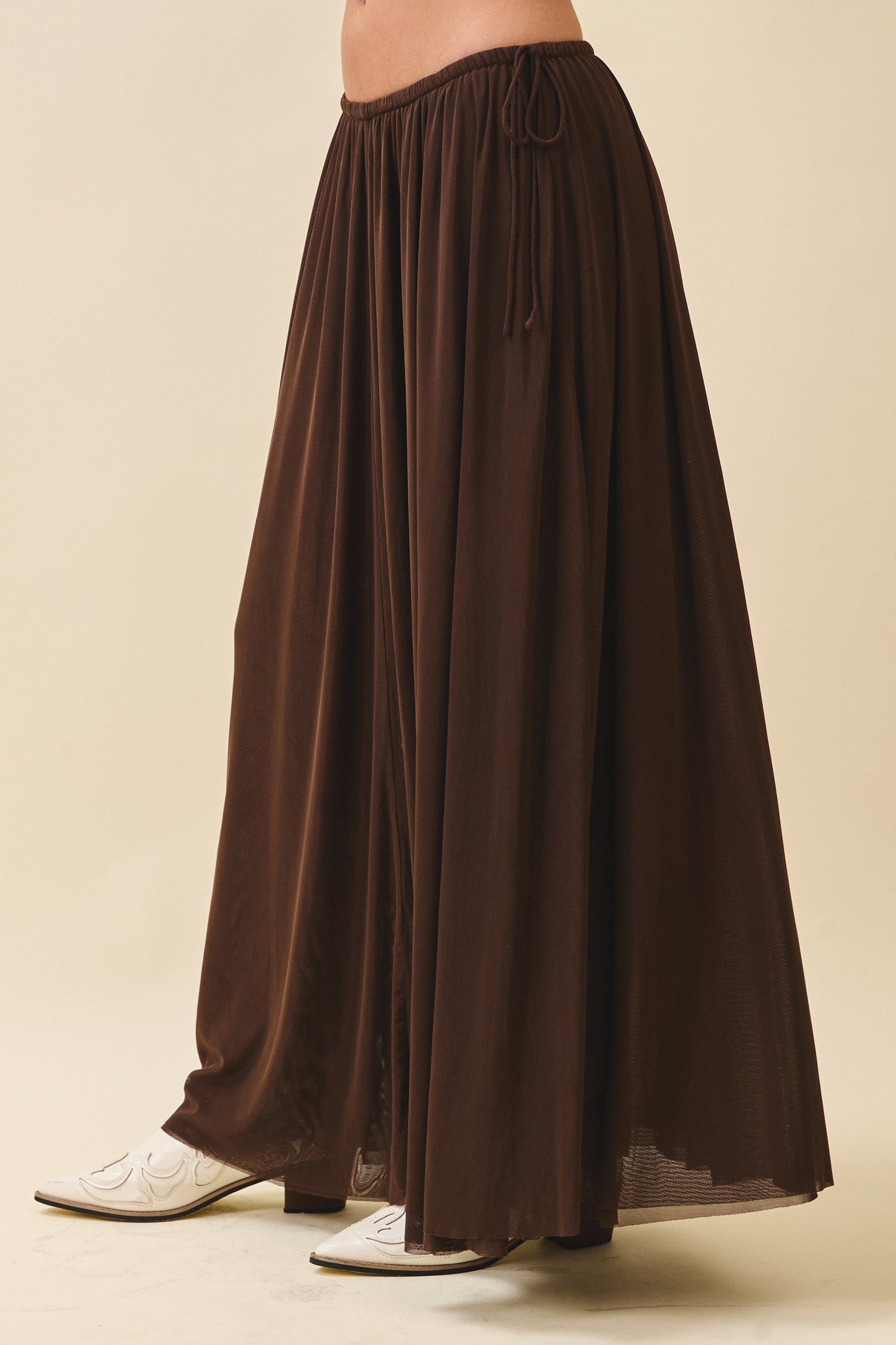 Chocolate Mesh Maxi Skirt