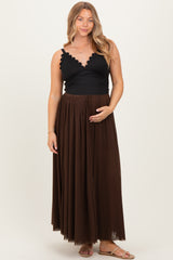 Chocolate Mesh Maternity Maxi Skirt