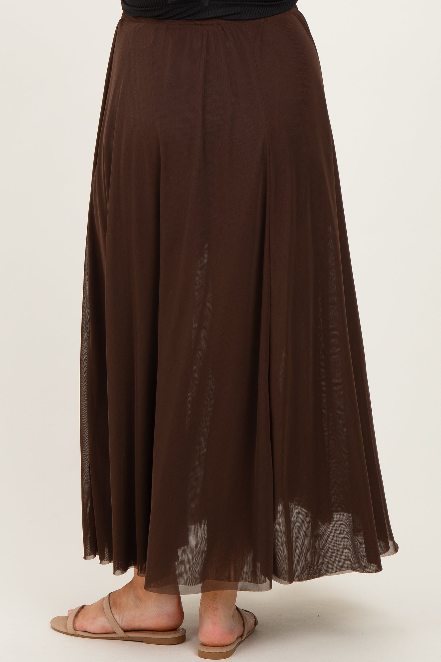 Chocolate Mesh Maternity Maxi Skirt