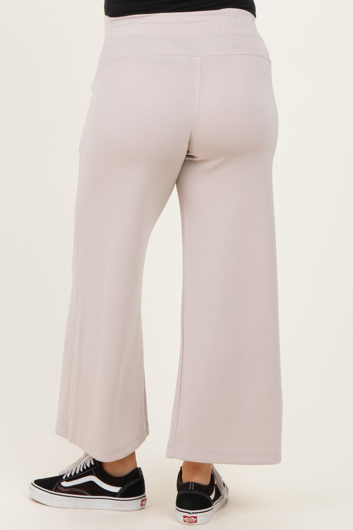 Beige Ankle Wide Leg Maternity Lounge Pants