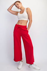 Red Ankle Wide Leg Maternity Lounge Pants