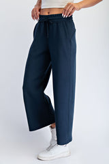 Navy Ankle Wide Leg Lounge Pants