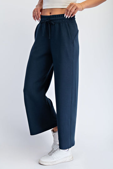 Navy Ankle Wide Leg Lounge Pants
