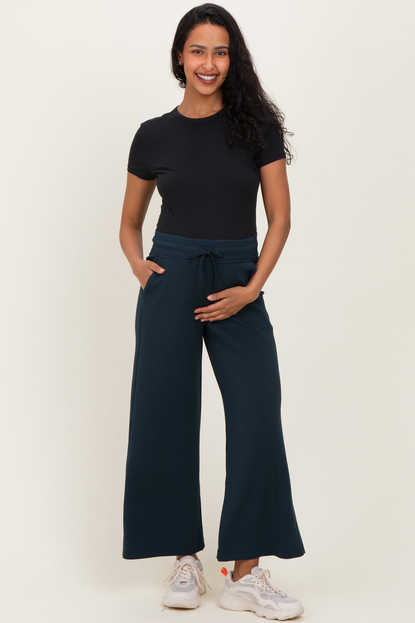 Navy Ankle Wide Leg Maternity Lounge Pants