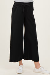 Black Ankle Wide Leg Maternity Lounge Pants
