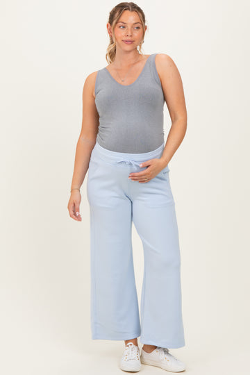 Light Blue Ankle Wide Leg Maternity Lounge Pants