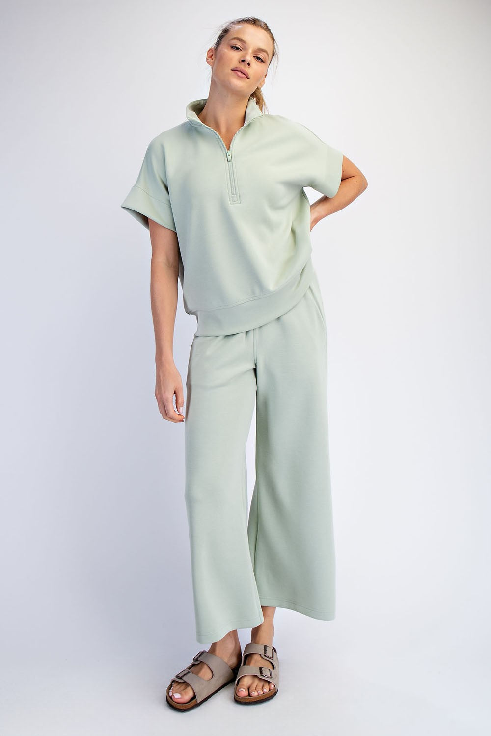 Pistachio Ankle Wide Leg Lounge Pants
