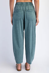 Teal Mineral Wash Barrel Leg Lounge Pants
