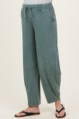 Teal Mineral Wash Barrel Leg Maternity Lounge Pants