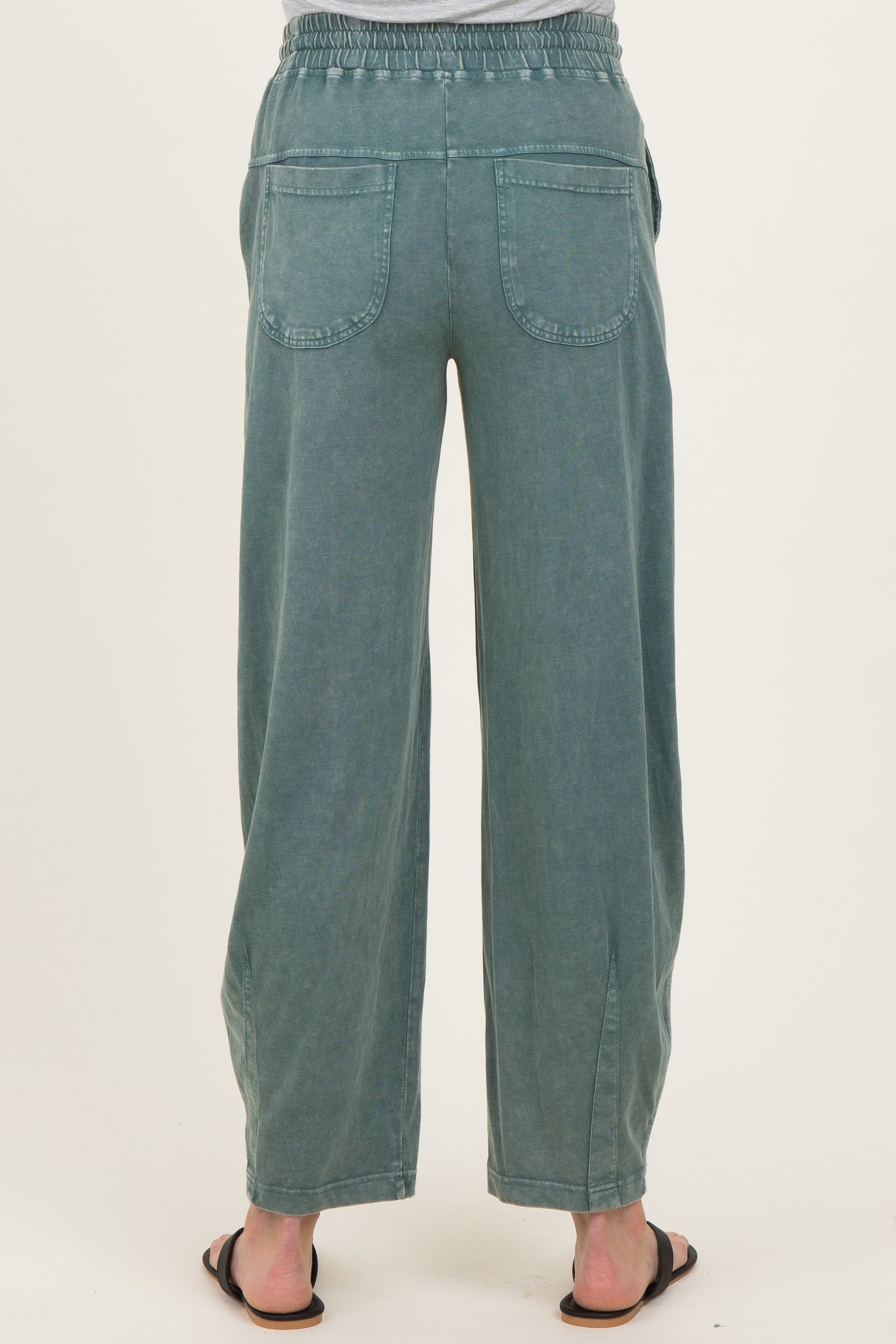 Teal Mineral Wash Barrel Leg Maternity Lounge Pants